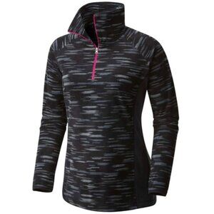 COLUMBIA GLACIAL FLEECE III PRINT 1/2 ZIP WOMENS SIZE BLACK PINK SWEATSHIRT LIGH
